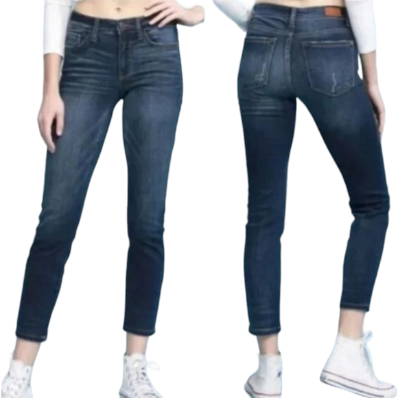 Judy Blue Relaxed Fit Angie Straight Leg Jeans Cropped Stretch Dark Wash 31 - Picture 10 of 10